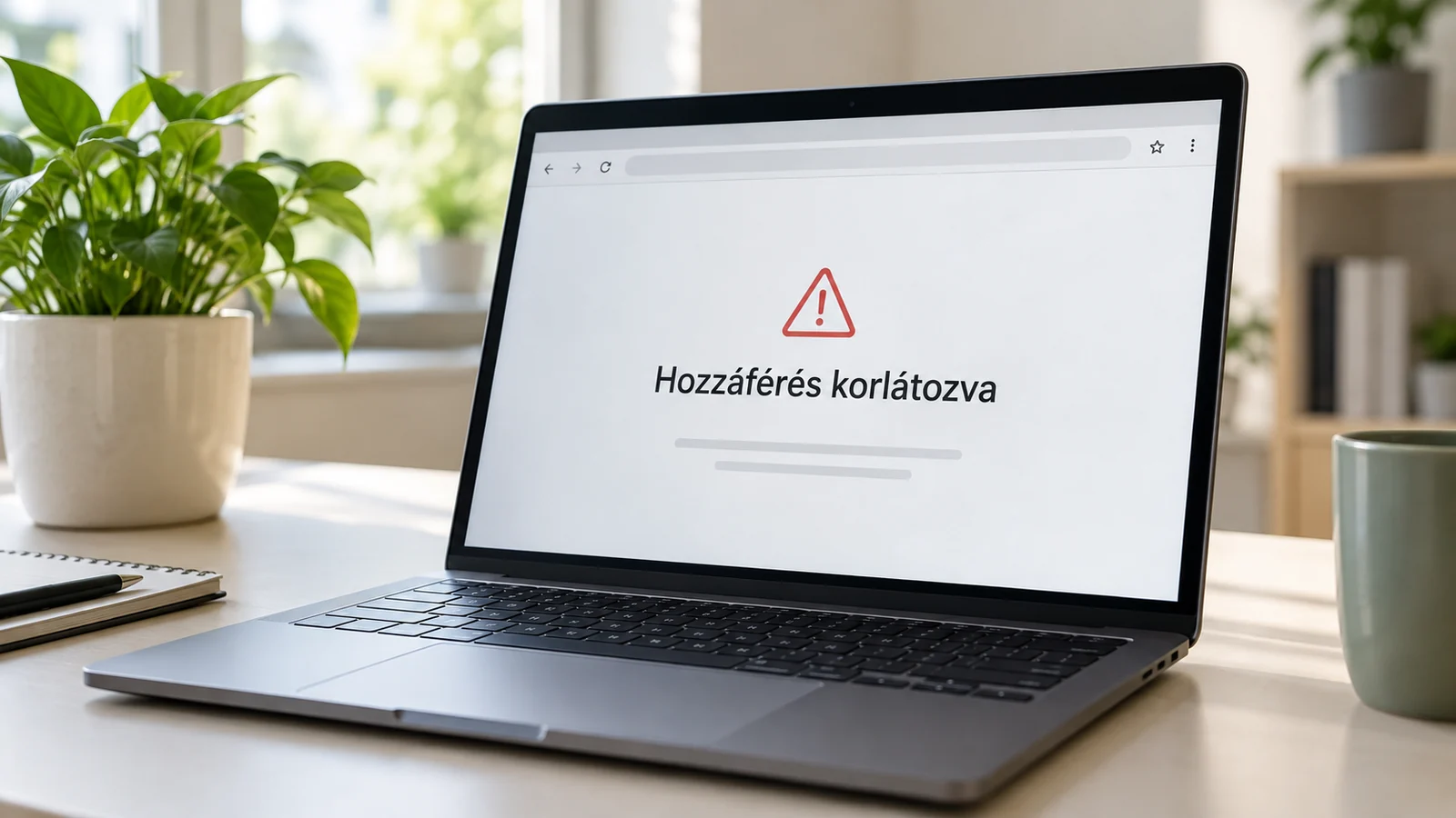 Hozzáférési korlátozásról szóló üzenet egy laptop képernyőjén.